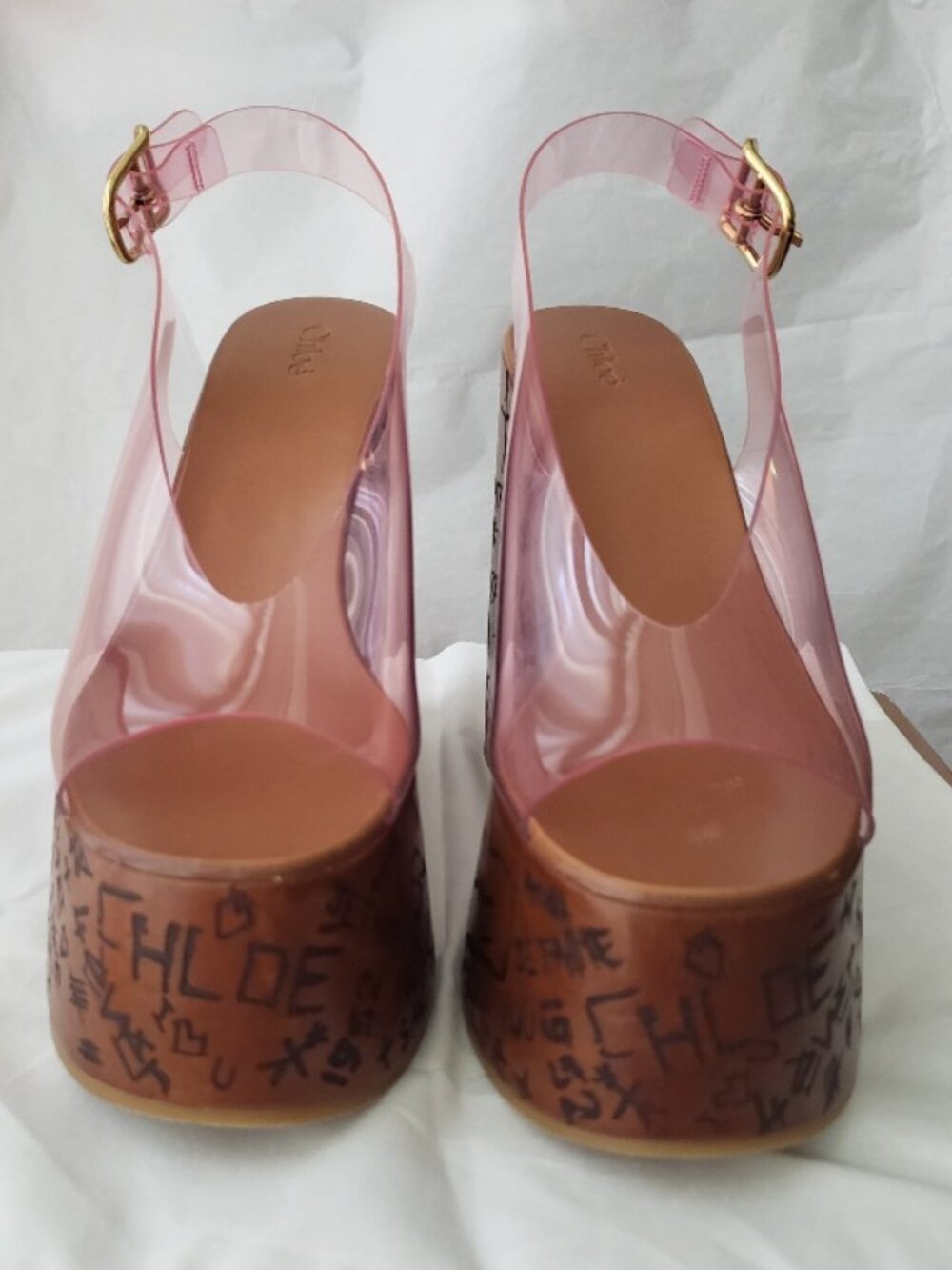 Chloe Maxime Platform Wedge Sandal PVC Clear Pink NWT $1090 - Picture 11 of 16